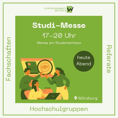 An alle Würzburger Studis: Heute findet die STUDI-Messe statt! Alle Studierenden (nicht nur Erstis) sind eingeladen. Ihr...